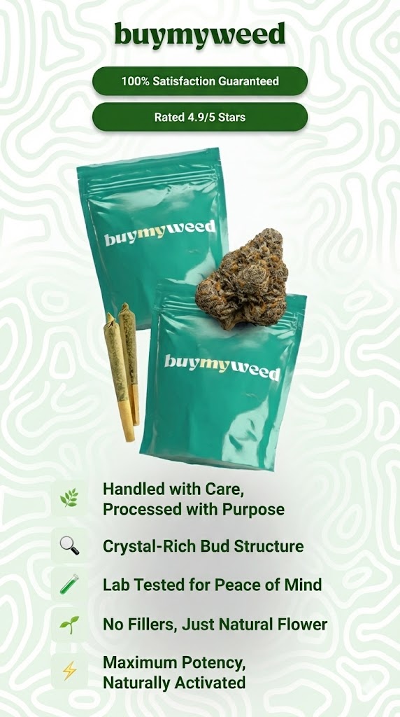 Premium cannabis flower with quality guarantee badges